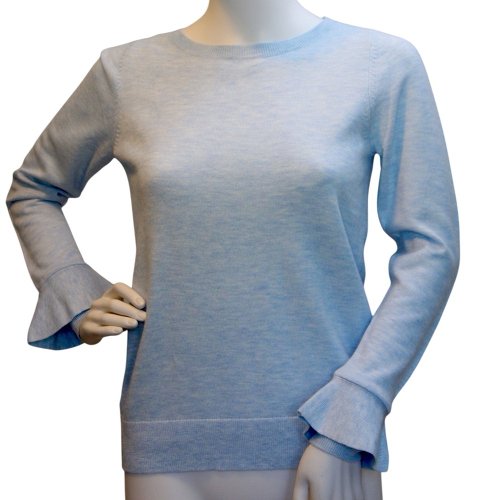 Loft Light Blue Ruffle Long Sleeve Crew Neck Women’s Sweater Size Petite Small
